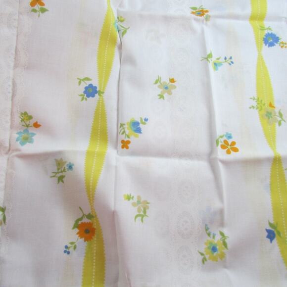 Full Double Bed Muslin Floral Ribbon Print 2 Flat Sheets 2 Pillowcases Like New - Picture 4 of 7